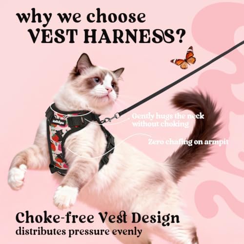 rabbitgoo Cat Harness and Leash Set, Escape Proof Vest, Berry Pounce - Image 3