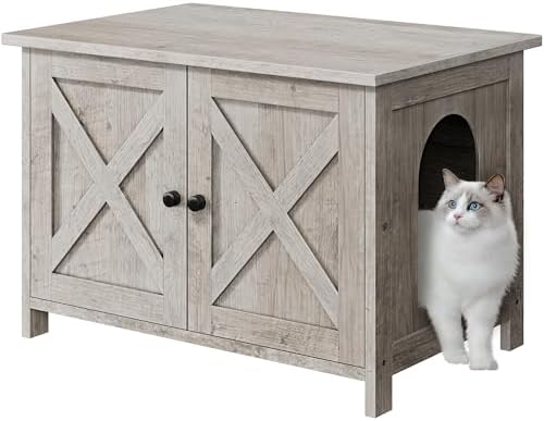 JY QAQA Cat Litter Box Enclosure, Litter Box Furniture Hidden by JYQAQA