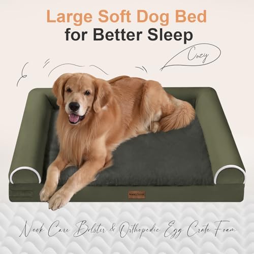 NANUYA Orthopedic Dog Bed for Large Dogs, 36 x 27 Inch, Dark Green - Image 2