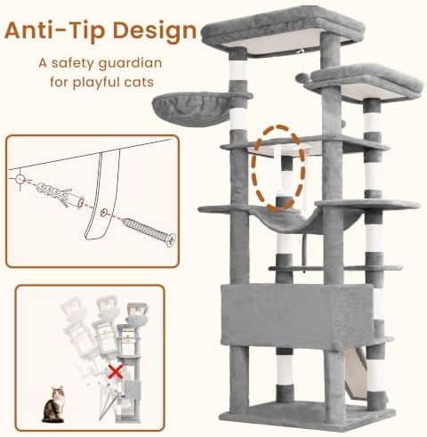 Heybly Tall Cat Tree 78-inch Multi-Level Cat Tower - Image 6