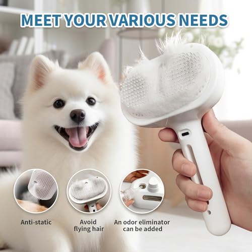 Dog Brush for Shedding, 3 in 1 Self Cleaning Steam Dog Brush - Image 2