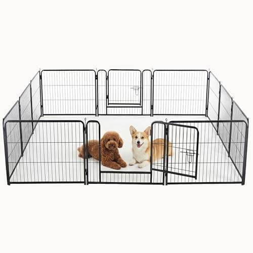 NEWBULIG Dog Playpen Indoor 12 Panels 24 Inch, Metal Outdoor Dog Fence Pen by NEWBULIG