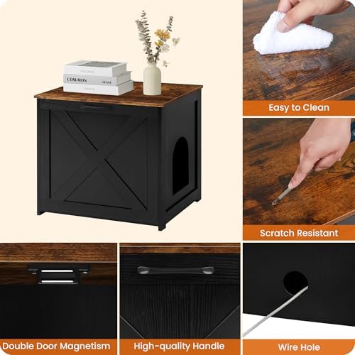Dwanton Cat Litter Box Enclosure, Hidden Litter Box Furniture, 23.6 Inches - Image 6