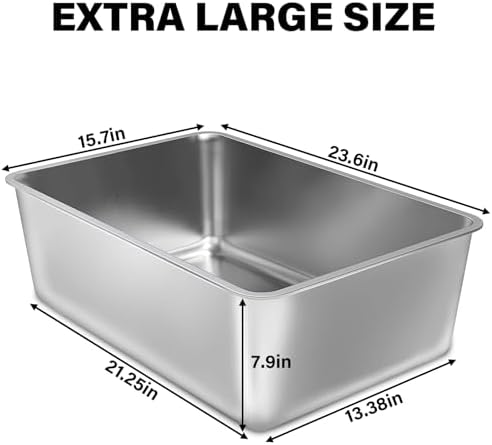 Stainless Steel Litter Box XXL, Metal Litter Boxes 8 inch Deep - Image 3