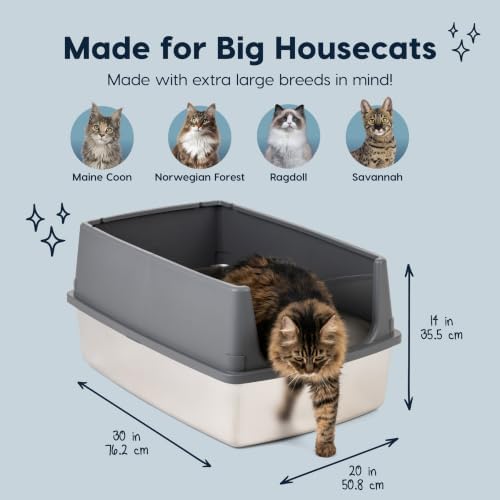 IRIS USA XXL Stainless Steel Litter Box Enclosed High Sided - Image 2