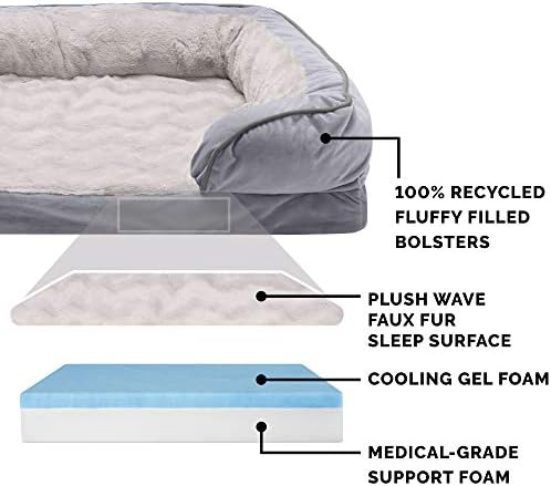 Furhaven Cooling Gel Dog Bed for Medium/Small Dogs w/ Removable Bolsters & - Image 4