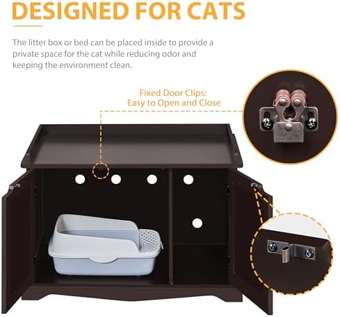 Yaheetech Cat Litter Box Enclosure, Hidden Pet Washroom Wooden Litter Cabinet - Image 4