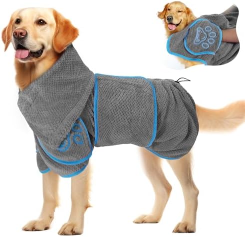 SlowTon Dog Bathrobe Drying Coat – Super Absorbent Fast Drying by SlowTon
