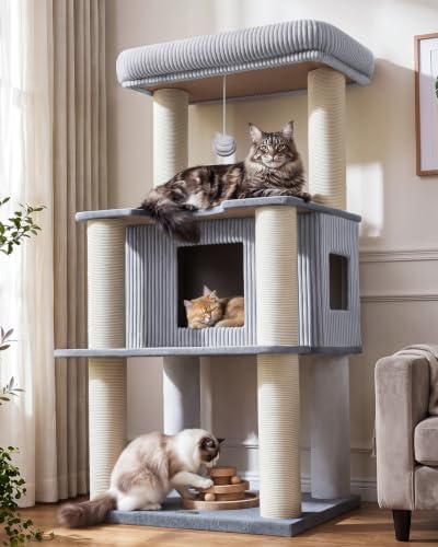 Maine Coon Cat Tree for Large Indoor Cats, Cat Tower, Stable Base by Purrlato