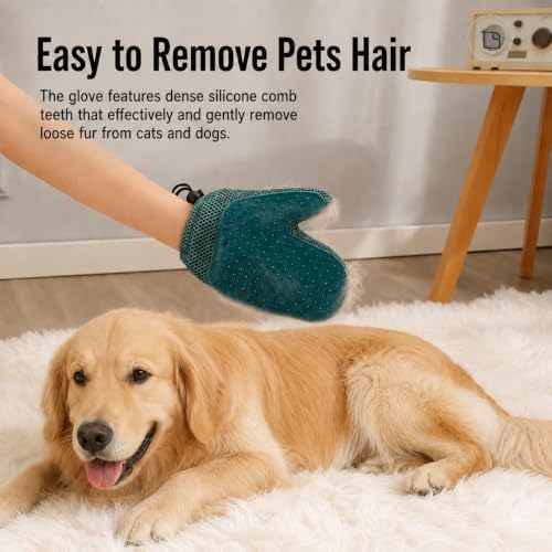 Pet Hair Removal Glove, 2-in-1 Cat Dog Grooming Glove, Fabric Fur Remover - Image 4