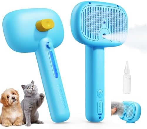 ROJECO 3-in-1 Pet Steam Brush, Spray Hair Removal Detangling Comb by ROJECO