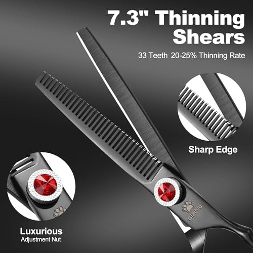 GLADOG 7 Inch Professional Dog Grooming Scissors Kit, 5-in-1 Titanium Coated - Image 3