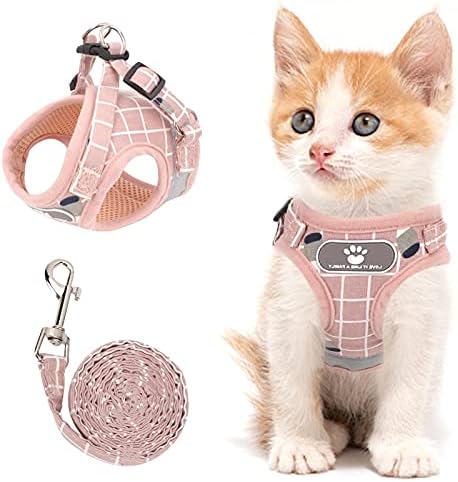 Cat Vest Harness and Leash Set, Escape Proof Kitten Harness Pink by NCMAMA