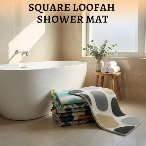 BLESWIN Loofah Bath Mat for Inside Shower, Square Shower Mat - Image 6
