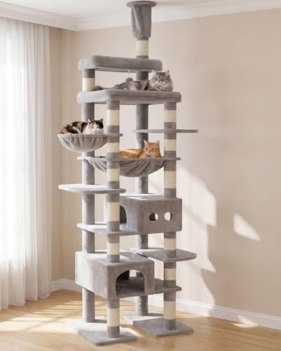 Heybly Floor to Ceiling Cat Tree, 104.7"-116.5" Height-Adjustable HCT92W by HEYBLY