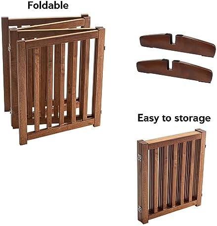LZRS Wooden Free Standing Dog Gate 80" W x 30" H, Foldable Solid Hardwood Pet - Image 4