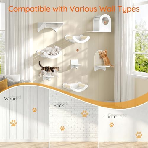 HOOBRO Wood Cat Wall Shelves for Large Cats, Wall-Mounted Cat Shelves and - Image 5