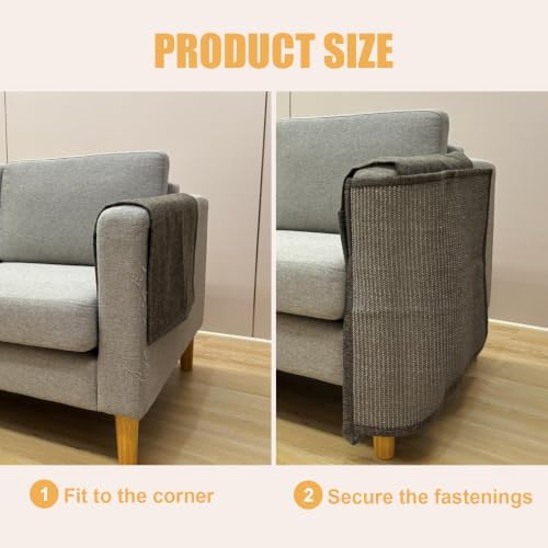 Sisal Couch Protector w/Storage Pocket, All Gray Right‑Side - Image 5