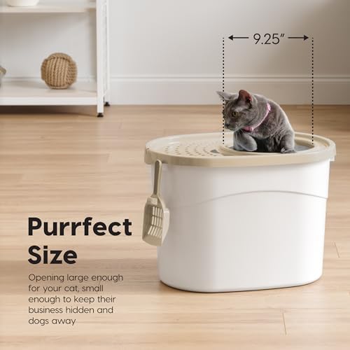 IRIS USA Top Entry Cat Litter Box, Hooded Privacy - Image 3