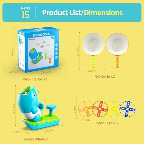 WATUDOU 12 PCS Flying Disc Launcher Outdoor Indoor Game Toys Gifts - Image 2