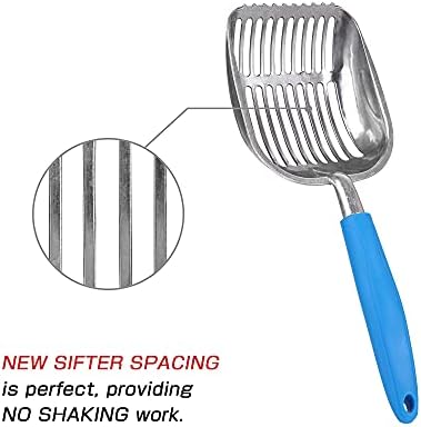 The Latest Update Metal Cat Litter Scoop POLISHING Blue Handle, Aluminum Alloy - Image 4