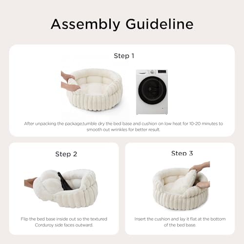 Bedsure ComfyFleece® Washable Cute Large Cat Bed, Soft Round Puppy Bed - Image 6