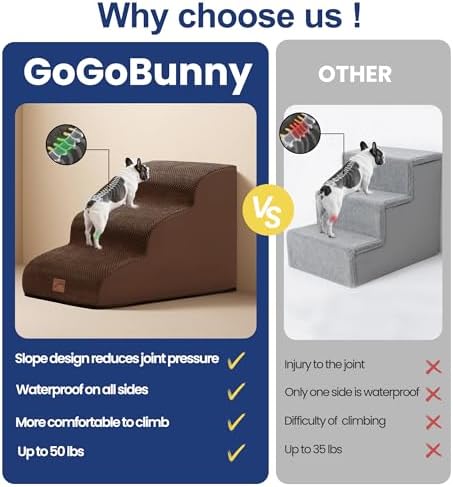 GoGoBunny Ramp Dog Stairs for Couch Sofa and Chair 11.8" H, 2-Step Pet Steps - Image 5