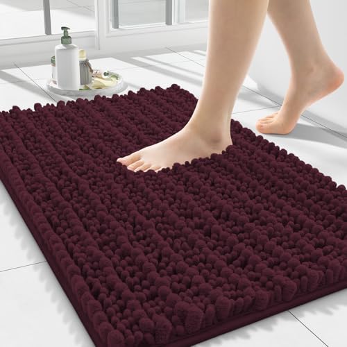 Smiry Bathroom Rugs 24X16, Extra Soft Rubber Backing Chenille Bath Mats by Smiry
