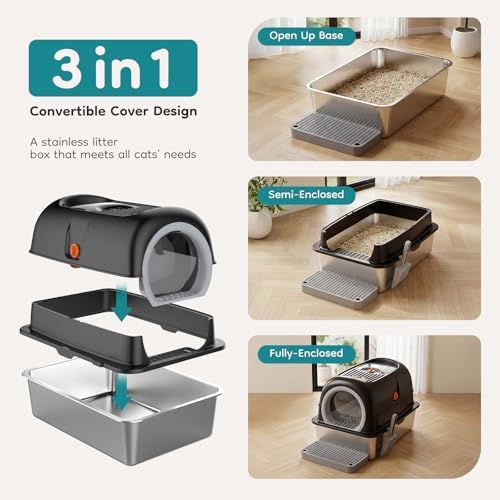 OLIXIS Stainless Steel Enclosed Litter Box - Image 4