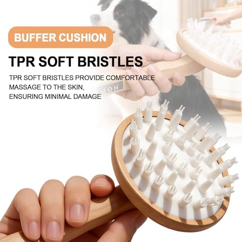 HOP Dog Bath Brush with Wooden Handle Dog Washing Brush 7.17in/18.2cm - Image 4