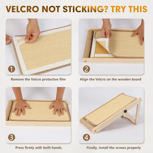 Sisal Cat Scratcher, 21 in Wooden Cat Scratching Board, 3 Spare Changeable Pads - Image 7