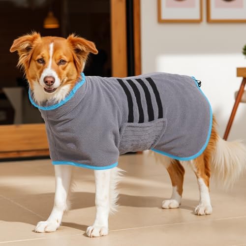 Microfiber Dog Bathrobe, Super Absorbent Dog Drying Coat by HezzLuv