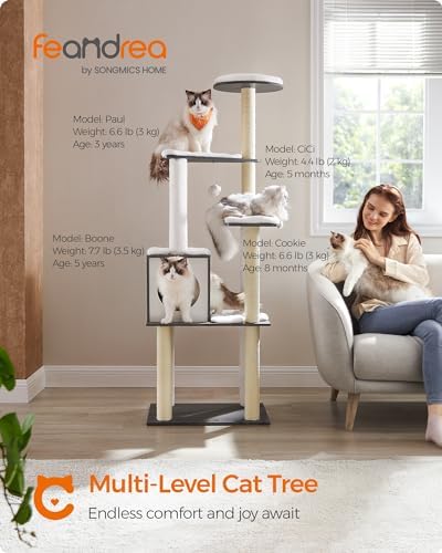 Feandrea Cat Tree, 65-Inch Multi-Level Tower - Image 2
