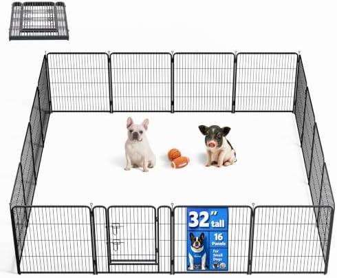 Dog Playpen Outdoor, 32 Inch Height 16 Panels Foldable Dog Fence by HomePage