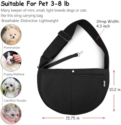 NATUYA Small Dog Cat Carrier Sling, Adjustable Canvas Pet Puppy Pouch - Image 3