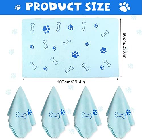 Chumia 4 Pcs Dog Towels for Drying Dog Puppy Bulk Microfiber Absorbent Paw - Image 4