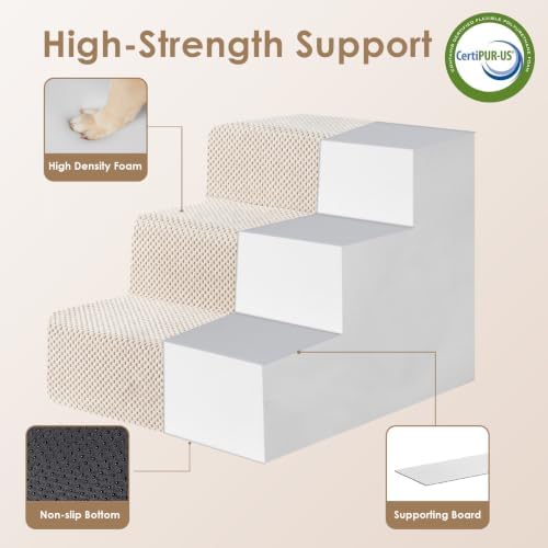 EHEYCIGA Dog Stairs 13.5" H, 3-Step Extra Wide Dog Steps - Image 4