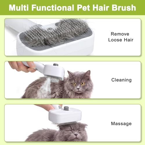 Pet Steam Brush, 3-in-1 Dog & Cat Grooming Comb - Image 2