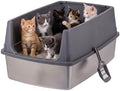 IRIS USA XXL Stainless Steel Litter Box Enclosed High Sided by IRISUSA