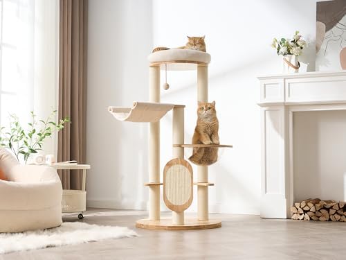 Modern Solid Wood Cat Tree for Indoor Cats Up to 15lbs, Large Cat Bed, Capsule - Image 2