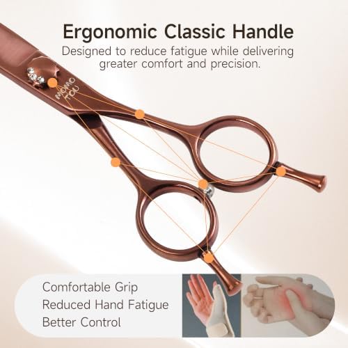 7'' Curved Dog Grooming Scissors, 440C Stainless Steel Bronze Pet Grooming - Image 6