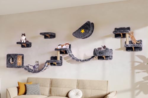 13-in-1 Cat Wall Shelves, Moon & Bridge Cat Wall Furniture by Homiflex