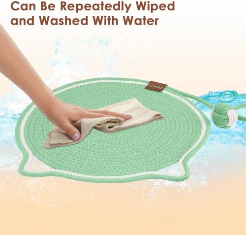 Natural Cotton Rope Cat Scratch Pad, 15.7'' Round Horizontal Floor Cat - Image 5