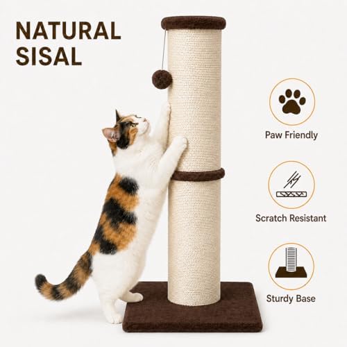 PAWSCRAT 32-Inch Tall Cat Scratching Post, 5.5-Inch Diameter - Image 3