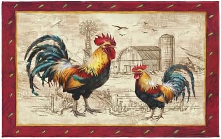 Giwawa Farm Rooster Bath Rug Red Rustic Chicken Bathroom Mat Absorbent Bath by Giwawa