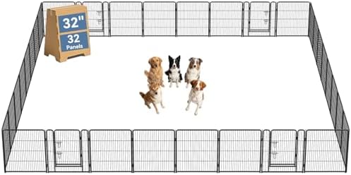 DUMOS Dog Playpen 32 Inch 32 Panels Indoor Outdoor Metal Pet Fence by DumosLifestyle