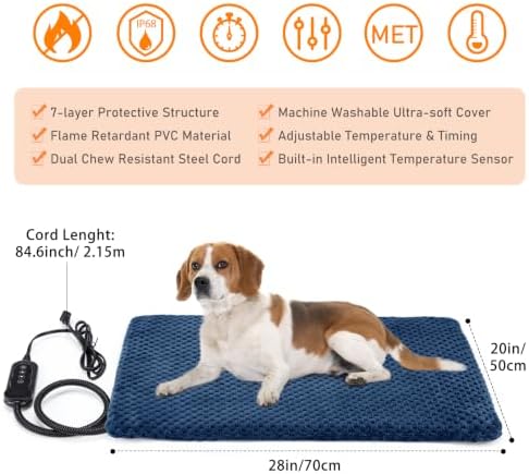 INVENHO Heated Dog Bed, Waterproof Adjustable Temperature Dog Cat Heating Pad - Image 6