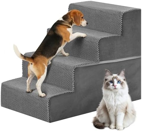DUMOS Dog Stairs for Small and Medium Dogs, 4-Step Pet Steps by DumosLifestyle