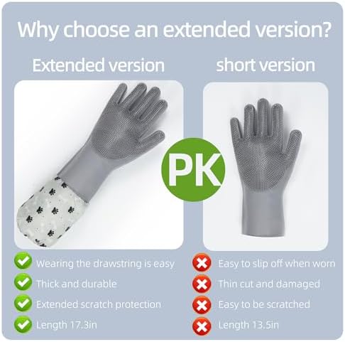 Dog Washing Gloves- Long Sleeved Pet Grooming Gloves - Image 3