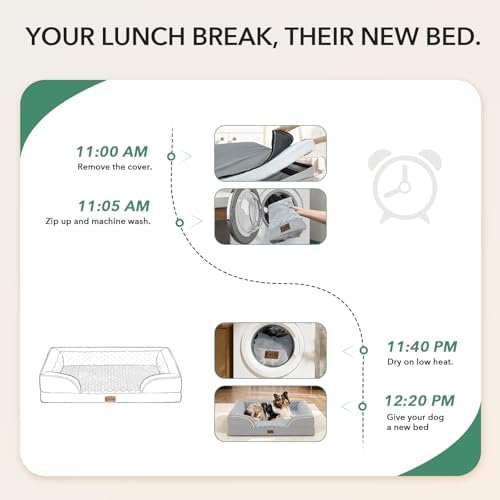 Orthopedic Dog Bed for Extra Large Dogs, Light Grey - Image 4